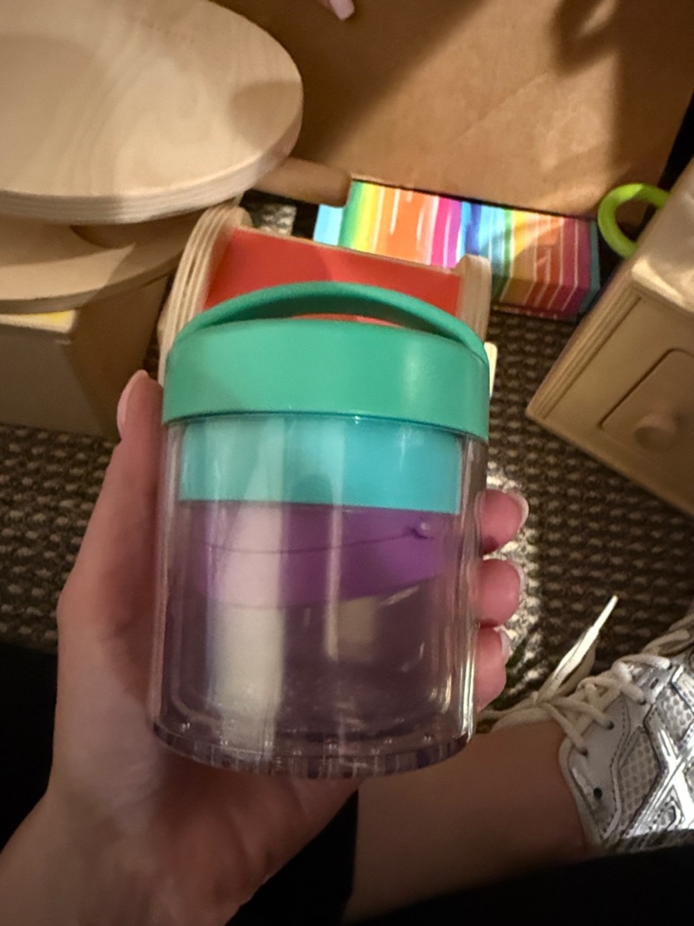 Kids Stacking Learning Toy - Teal, Purple, Aqua